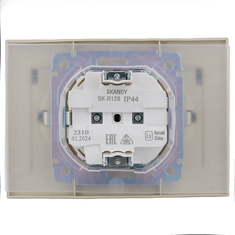 IEK SKANDY Бежевый Розетка 2-ая с/з с крышкой 16А в сборе IP44 SK-R12B