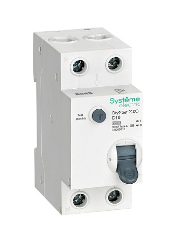 Systeme Electric City9 Set Авт. выкл. диф. тока (АВДТ) 1P+N С 10А 6kA 30мА Тип-A 230В