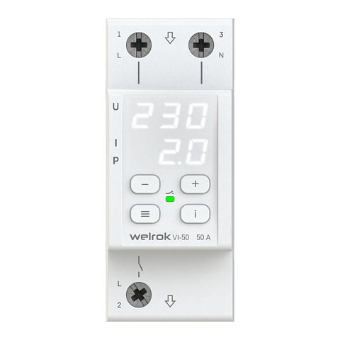 Welrok VI-50 Реле напряжения с контролем тока 50 А (max 60 A), 11 000 ВА