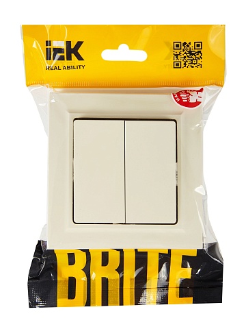IEK BRITE Бежевый Выключ. 2-кл. 10А в сборе ВСР10-2-0-БрКр