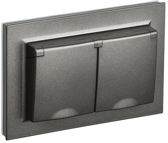 IEK BRITE Темн.бронза Розетка 2-я с кр. 16А в сборе IP44 РСбш12-3-44-БрТБ