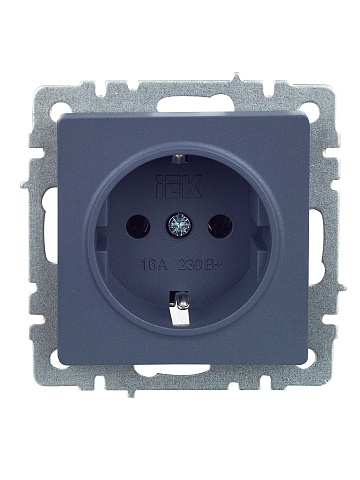 IEK BRITE Розетка 1-местная с заземлением без защитных шторок 16А РС11-1-0-БрМ маренго