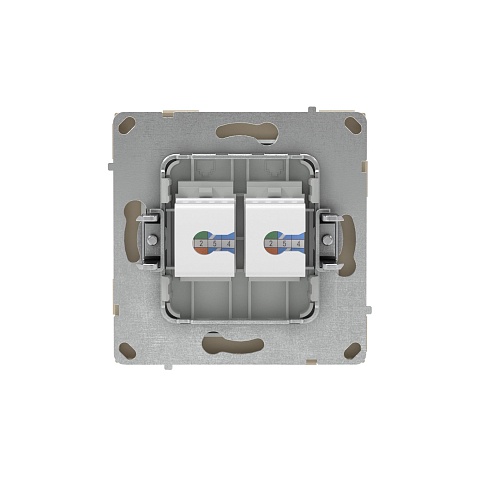 DKC KANT Компьютерная розетка RJ-45 без шторки, кат.5е двойная, ванильный марципан