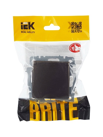 IEK BRITE Розетка 1-местная с заземлением с защитными шторками и крышкой 16А IP20 РСбш10-3-БрТБ темная бронза