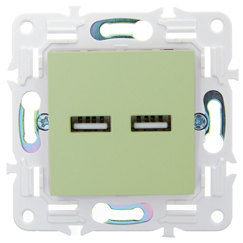 IEK SKANDY Мятный Розетка USB A+A 3,1А SK-R15G