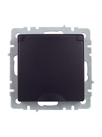 IEK BRITE Розетка 1-местная с заземлением с защитными шторками и крышкой 16А IP44 РСбш10-3-44-БрЧ черный
