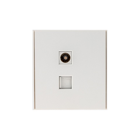 KRANZ STRONG Розетка компьютерная RJ45 кат6 + TV с/у жемчуг, с 1-пост. рамкой