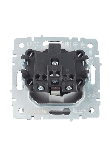 IEK BRITE Розетка 1-местная с заземлением с защитными шторками и крышкой 16А IP44 РСбш10-3-44-БрГ графит