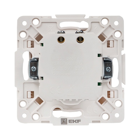 EKF PROxima Стокгольм Белый Розетка USB 2-ая, 2,1А