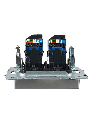 IEK BRITE BASE Алюминий Розетка комп. 2-ая RJ45 кат.6 РК11-2-БрА