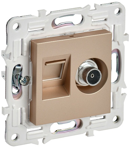 IEK SKANDY Песочный Розетка двойная TV+RJ45 кат.5E SK-A14Sa