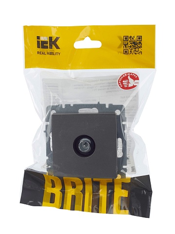 IEK BRITE Розетка TV проходная РТВ10-0-БрС сталь