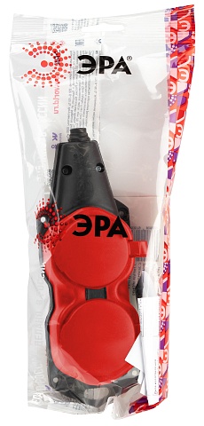 ЭРА Колодка KX-2e-RED-IP44 каучуковая с заземлением 2 розетки 16A IP44 красная