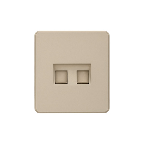 KRANZ ROUND Розетка компьютерная двойная RJ45+RJ45 кат6 с/у шелк, с 1-пост. рамкой