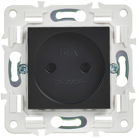 IEK SKANDY Черный Розетка б/з с защитными шторками 10А SK-R01Bl