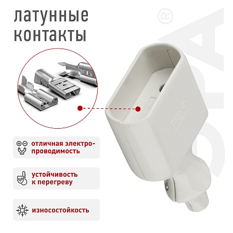 ЭРА Розетка R2 кабельная без заземления 10A прямой ввод белая