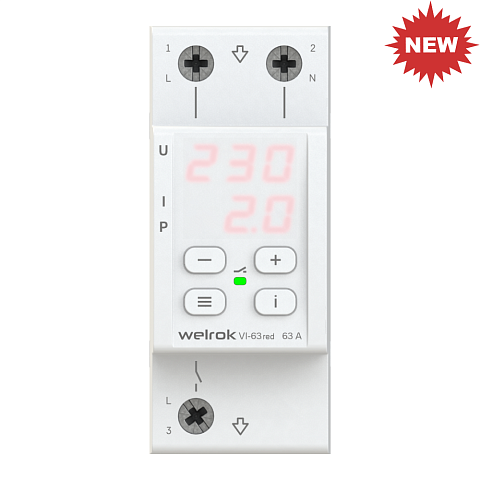 Welrok VI-63 red Реле напряжения 63 А max 80 A 13 900 ВА