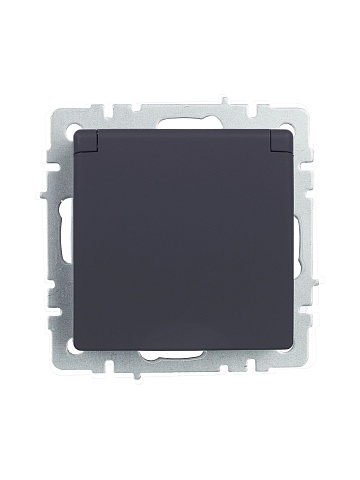 IEK BRITE Розетка 1-местная с заземлением с защитными шторками и крышкой 16А IP44 РСбш10-3-44-БрГ графит