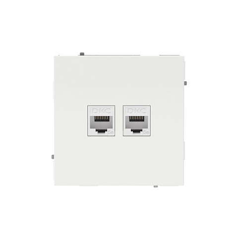 DKC KANT Компьютерная розетка RJ-45 без шторки, кат.5е двойная, белая магнолия