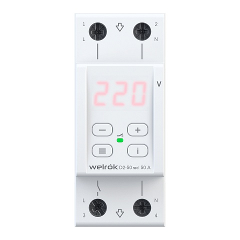 Реле напряжения Welrok D2-50 Red 50 А (max 60 A) 11 000 ВА