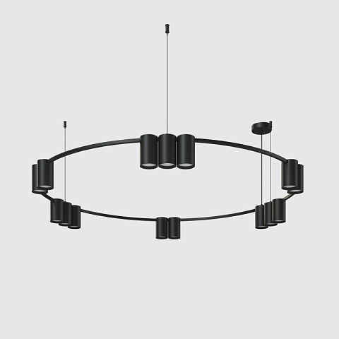 Denkirs DK4067-BK Подвесной светильник ORBIT, IP20, 15xGU10 LED до 15 Вт, черный матовый, алюминий