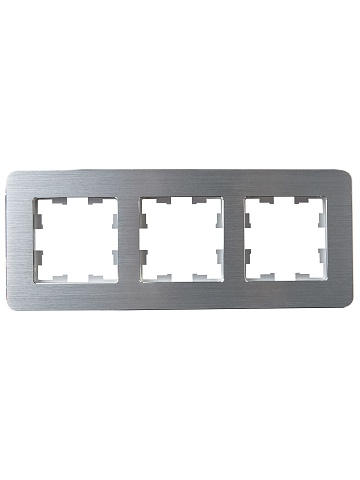 IEK BRITE DECOR Алюминий/алюм метал. скругл.угол Рамка 3-м РУ-3-1-Бр RE AL