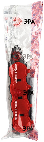ЭРА Колодка KX-4e-RED-IP44 каучуковая с заземлением 4 розетки 16A IP44 красная