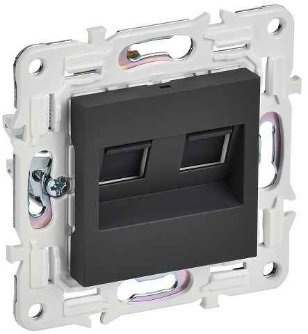 IEK SKANDY Графит Розетка компьютерная двойная RJ45 кат.5E SK-K03G