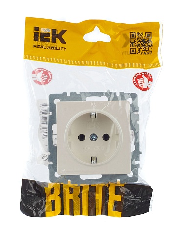 IEK BRITE Розетка 1-местная с заземлением без защитных шторок 16А РС11-1-0-БрЖ жемчуг