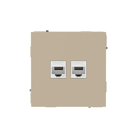DKC KANT Компьютерная розетка RJ-45 без шторки, кат.6А двойная, ванильный марципан