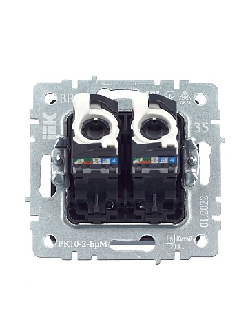 IEK BRITE Розетка компьютерная двойная RJ45 кат.5E РК10-2-БрМ маренго