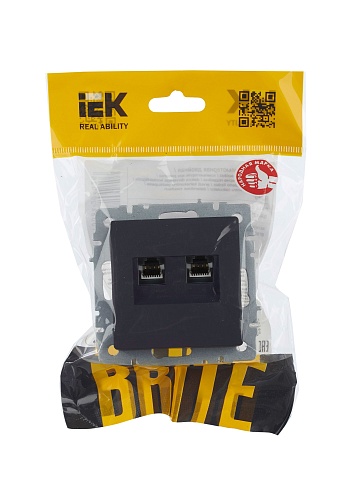 IEK BRITE Розетка компьютерная двойная RJ45 кат.5E РК10-2-БрГ графит