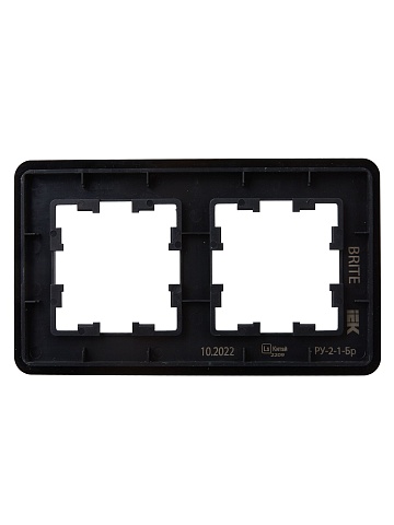 IEK BRITE DECOR Черный/алюм металл. скругл.угол Рамка 2-м РУ-2-1-Бр RE AL