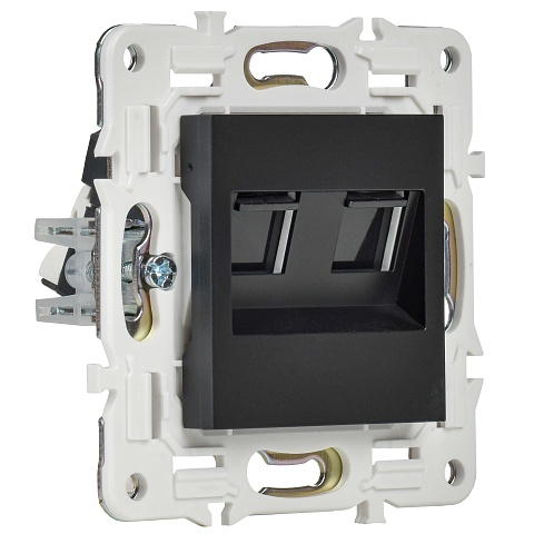 IEK SKANDY Черный Розетка компьютерная двойная RJ45 кат.5E SK-K03Bl