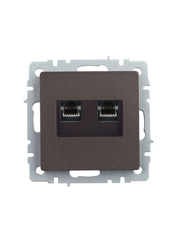 IEK BRITE Розетка компьютерная двойная RJ45 кат.5E РК10-2-БрТБ темная бронза