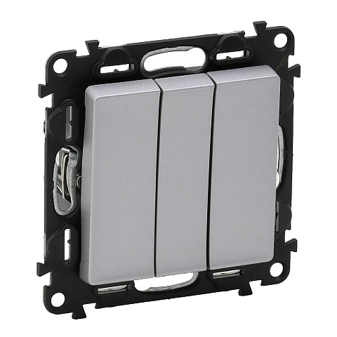 Legrand Valena LIFE DIY Алюм Выключатель 3-клавишный 10А 250В