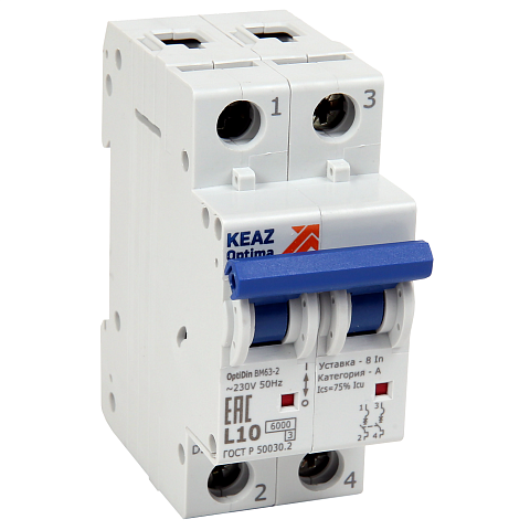 КЭАЗ OptiDin BM63 Автоматический выключатель 2P 20A K 6кА AC (BM63-2NK20-УХЛ3)