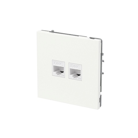 DKC KANT Компьютерная розетка RJ-45 без шторки, кат.5е двойная, белая магнолия