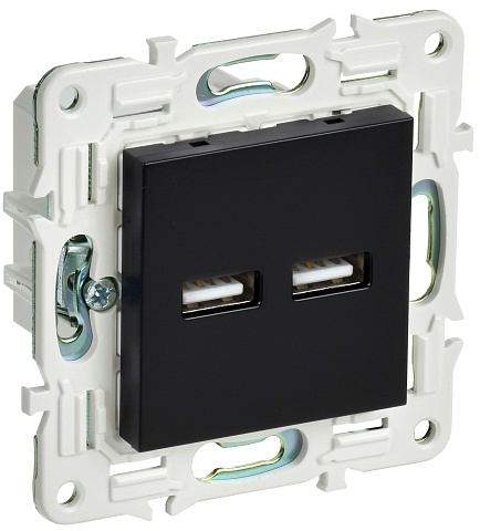 IEK SKANDY Черный Розетка USB A+A 3,1А SK-R15Bl