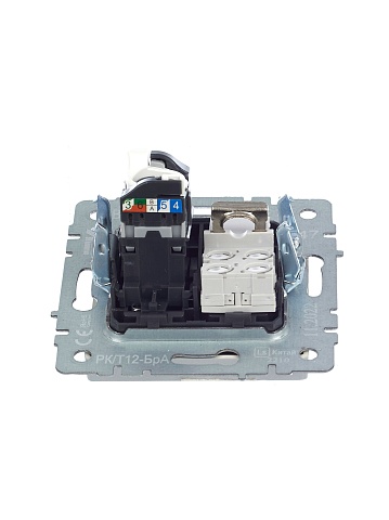 IEK BRITE Розетка двойная RJ11+RJ45 кат.5E РК/Т12-БрА алюминий