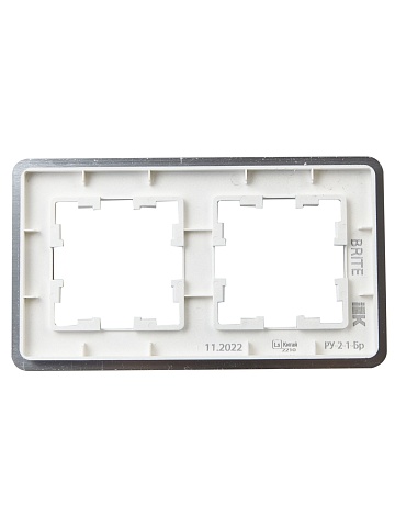 IEK BRITE DECOR Алюминий/алюм метал. скругл.угол Рамка 2-м РУ-2-1-Бр RE AL