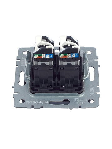 IEK BRITE Розетка компьютерная двойная RJ45 кат.5E РК10-2-БрМ маренго