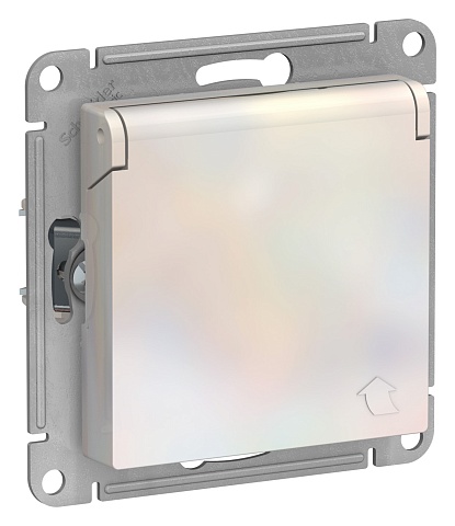 SE AtlasDesign Жемчуг Розетка с/з  со шторками с крышкой, 16А, IP20, механизм