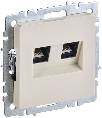 IEK BRITE BASE Бежевый Розетка комп. 2-ая RJ45 кат.6 РК11-2-БрКр