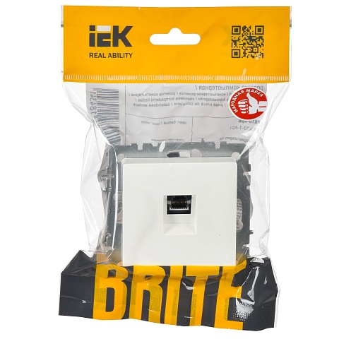 IEK BRITE Розетка компьютерная RJ45 кат.6 РК11-БрБ белый