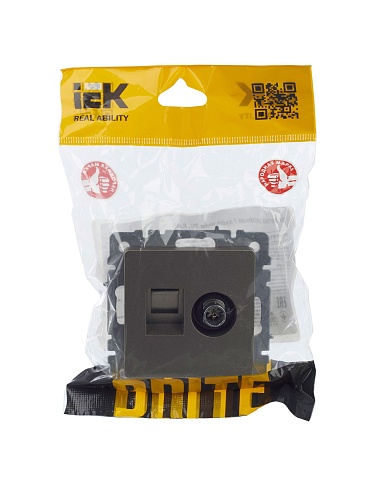 IEK BRITE Розетка двойная TV+RJ45 кат.5E РТВ/РК12-БрШ шампань