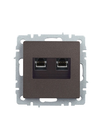 IEK BRITE Розетка двойная RJ11+RJ45 кат.5E РК/Т12-БрТБ темная бронза