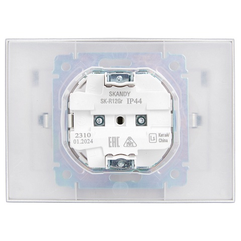 IEK SKANDY Серый Розетка 2-ая с/з с крышкой 16А в сборе IP44 SK-R12Gr
