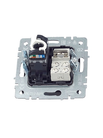 IEK BRITE Розетка двойная RJ11+RJ45 кат.5E РК/Т12-БрЧ черный
