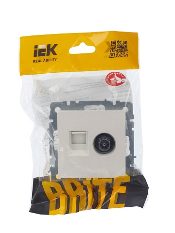 IEK BRITE Розетка двойная TV+RJ45 кат.5E РТВ/РК12-БрЖ жемчуг